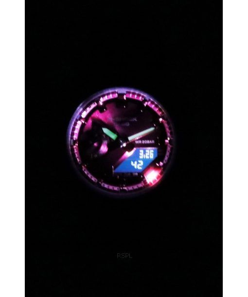 Casio G-Shock Analog-Digital-Harzarmband mit burgunderrotem Zifferblatt und Quarz GMA-S2100RB-1A 200M Damenuhr