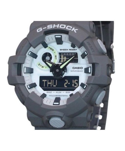 Casio G-Shock Hidden Glow Series Analog-Digital-Harzarmband graues Zifferblatt Quarz GA-700HD-8A 200M Herrenuhr
