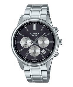 Casio Standard Analog Chronograph Edelstahl Graues Zifferblatt Quarz MTP-E515D-1AV Herrenuhr